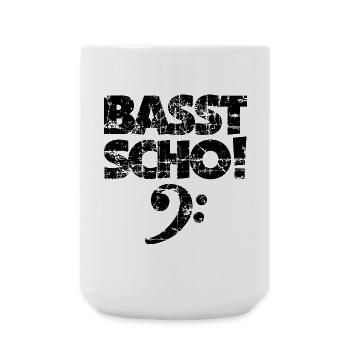 BASST SCHO! Bass Bassschlüssel Bassisten Spruch - Große Tasse 440 ml - Weiß - Vorne