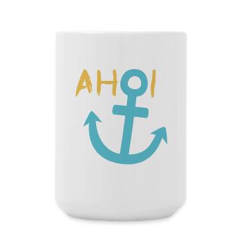 Ahoi Anker Meer Sommer Sonne Hafen See - Große Tasse 440 ml - Weiß - Vorne