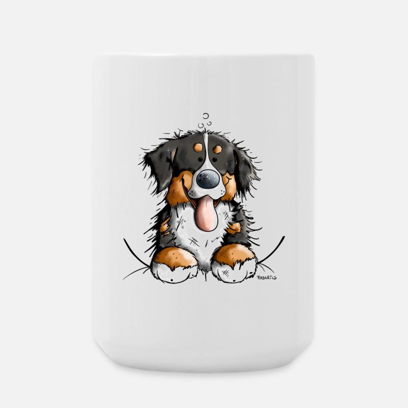 Happy Bernese Mountain Dog - Large Mug 440 ml - white