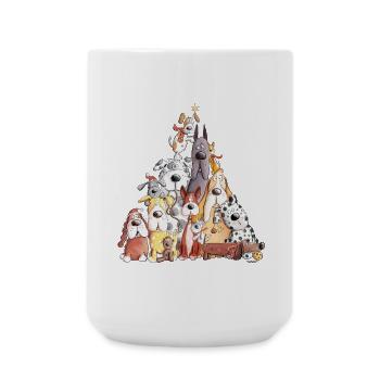 MERRY WOOFMAS Christmas dog pile I dogs - Large Mug 440 ml - white - Front