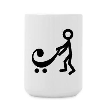 Bass player with a new baby - Large Mug 440 ml - white - Front