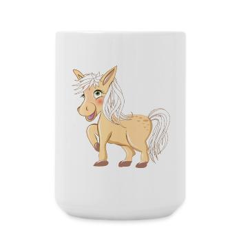 zauberhaftes niedliches Pony strahlend u. lachend - Große Tasse 440 ml - Weiß - Vorne