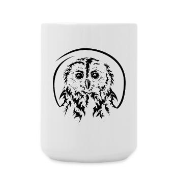 eule owl eulen owls symbol illustration icon - Große Tasse 440 ml - Weiß - Vorne
