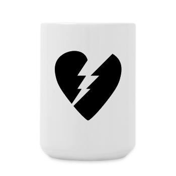 Schwarzes Herz Gebrochen Logo - Große Tasse 440 ml - Weiß - Vorne