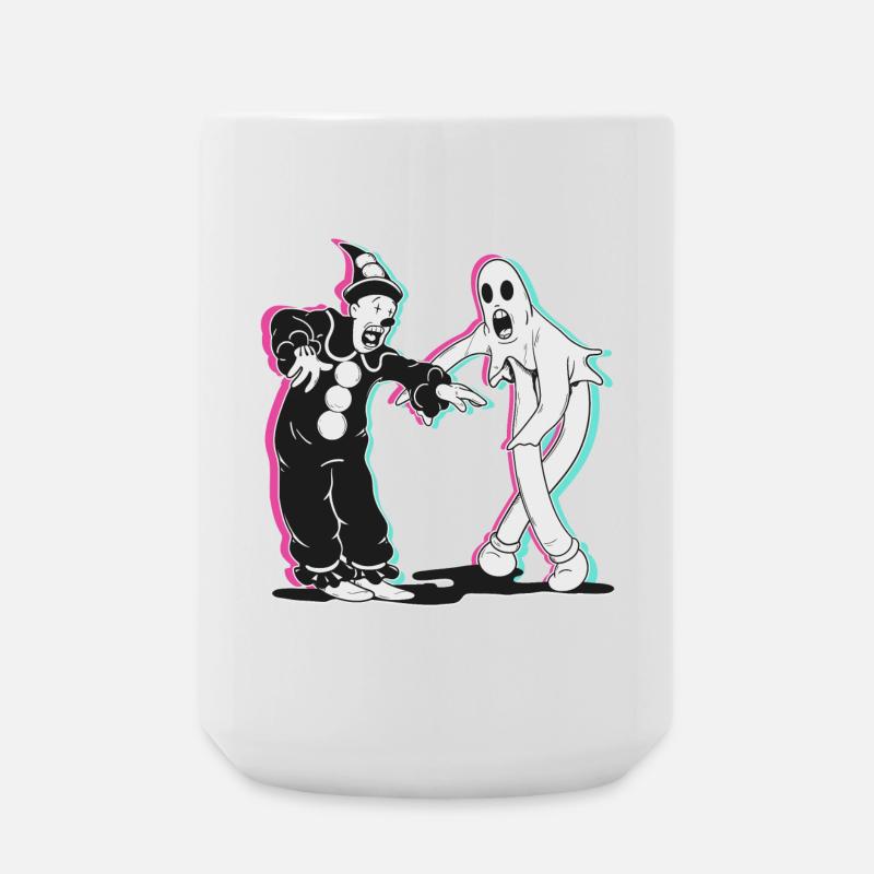 ghost and clown dancing - Large Mug 440 ml - white
