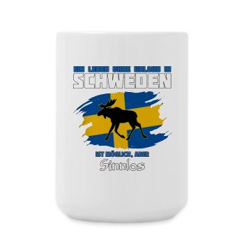 Schweden Meme Design mit Elchsilhouette - Große Tasse 440 ml - Weiß - Vorne