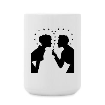 Love Silhouette – Valentine’s Day Couple Design - Große Tasse 440 ml - Weiß - Vorne