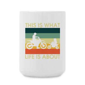 Silhouettes rétro de vélos ParentChild - Grande tasse 440 ml - blanc - Devant