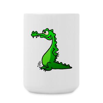 Krokodil in voller Farbe - Große Tasse 440 ml - Weiß - Vorne