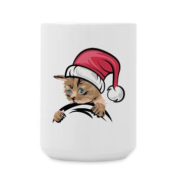 Icône de chat de Noël Icône de chat Bandes dessinées de Noël - Grande tasse 440 ml - blanc - Devant