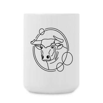 Bull in Geometric Shape - Line Art Design - Large Mug 440 ml - white - Front