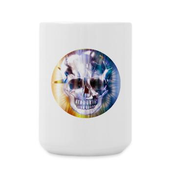 extravaganter Totenkopf in bunt schimmernder Farbe - Große Tasse 440 ml - Weiß - Vorne