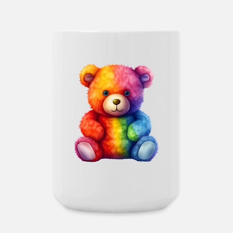 Regenbogen Plüsch Bär Umarmung - Große Tasse 440 ml - Weiß