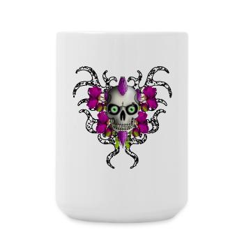 Gothic Punk Skull Roses R6Z - Large Mug 440 ml - white - Front