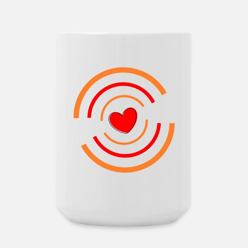 Herz rot mit Streifen - Große Tasse 440 ml - Weiß