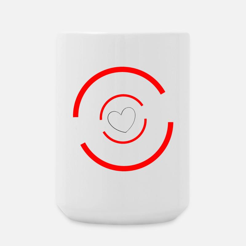 Herz rot weiß - Große Tasse 440 ml - Weiß