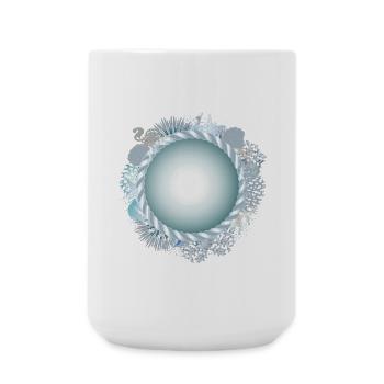maritime frame with rope and coral reef look - Large Mug 440 ml - white - Front