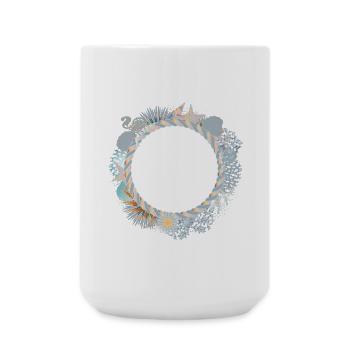 maritime pastel frame in coral reef look - Large Mug 440 ml - white - Front