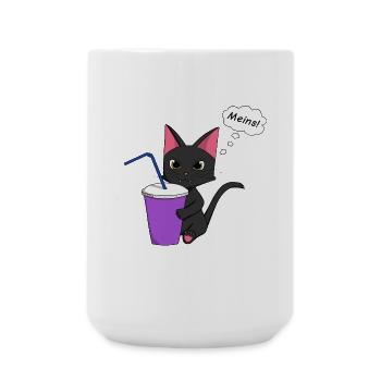 Verspielte Katzenillustration mit Getränk - Große Tasse 440 ml - Weiß - Vorne