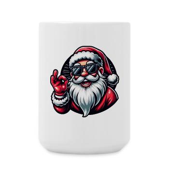 Weihnachtsmann mit Sonnenbrille Xmas Kostüm - Große Tasse 440 ml - Weiß - Vorne