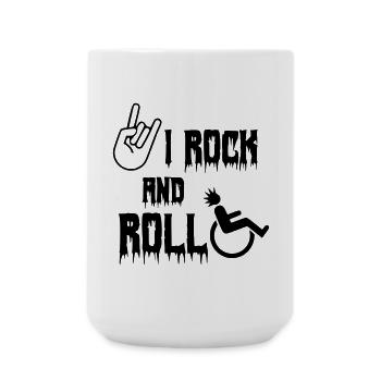 Ich schaukele und rolle in meinem Rollstuhl herum. Walze, Musik * - Große Tasse 440 ml - Weiß - Vorne