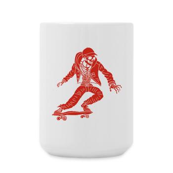 Red Skeleton on Skateboard - Large Mug 440 ml - white - Front