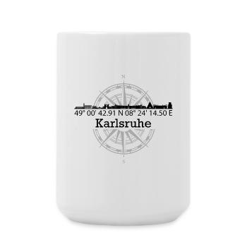 Koordinaten Skyline Karlsruhe - Große Tasse 440 ml - Weiß - Vorne