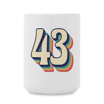 Vintage Retro T-Shirt Nummer 43 Dreiundvierzig - Große Tasse 440 ml - Weiß - Vorne