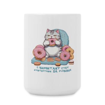 Foodie cat that eats donuts! humor - Large Mug 440 ml - white - Front