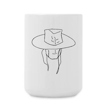 Breitkrempe Silhouette Hut - Große Tasse 440 ml - Weiß - Vorne