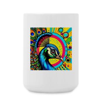 Pfau Pop Art - Große Tasse 440 ml - Weiß - Vorne