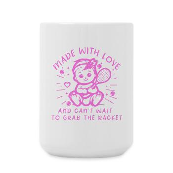 Baby Tennis Body zur Geburt Tennisbaby - Große Tasse 440 ml - Weiß - Vorne