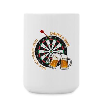 Darts & Bier - Das gönn ich mir - Große Tasse 440 ml - Weiß - Vorne