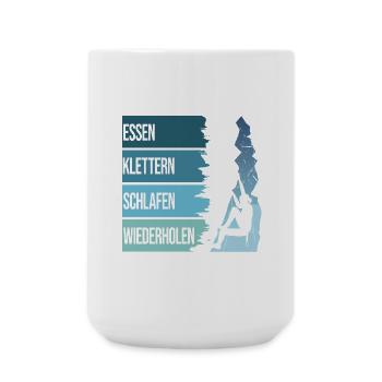 Essen, Klettern, Schlafen, Wiederholen - Große Tasse 440 ml - Weiß - Vorne