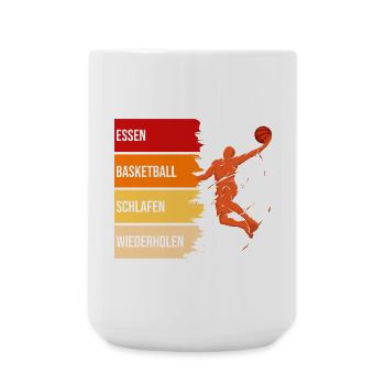 Essen, Basketball, Schlafen, Wiederholen, - Große Tasse 440 ml - Weiß - Vorne