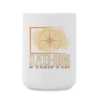 St Peter Ording Koordinaten - Große Tasse 440 ml - Weiß - Vorne
