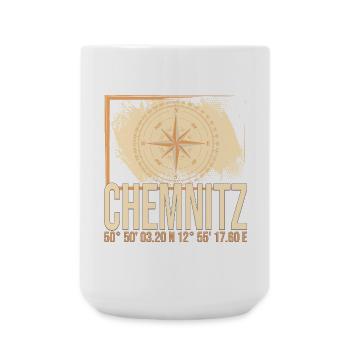 Chemnitz Koordinaten - Große Tasse 440 ml - Weiß - Vorne