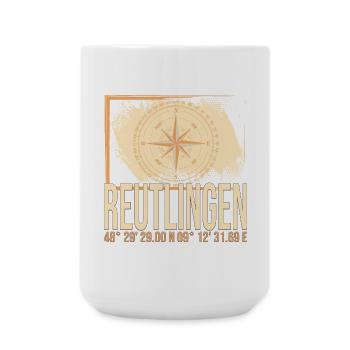 Reutlingen Koordinaten - Große Tasse 440 ml - Weiß - Vorne
