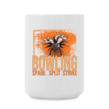 Bowling - Spare - Split - Strike - Große Tasse 440 ml - Weiß - Vorne
