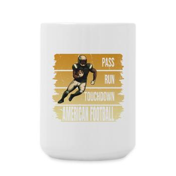 Pass - Run - Touchtown - American Football - Große Tasse 440 ml - Weiß - Vorne