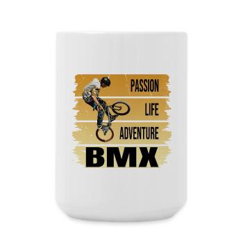 Passion - Life - Adventure - BMX - Große Tasse 440 ml - Weiß - Vorne