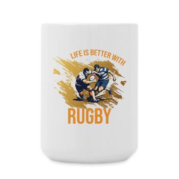 Life is better with Rugby - Große Tasse 440 ml - Weiß - Vorne