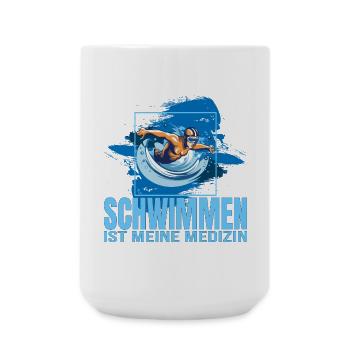 Schwimmen ist meine Medizin - Große Tasse 440 ml - Weiß - Vorne