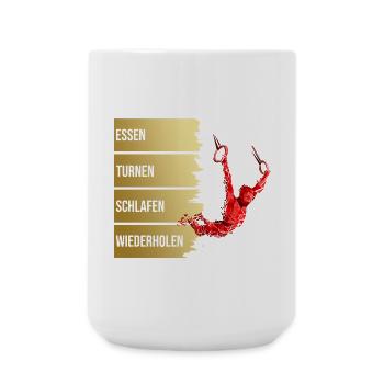 Essen - Turnen - Schlafen - Wiederholen - Große Tasse 440 ml - Weiß - Vorne