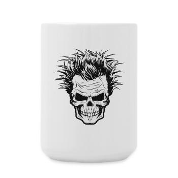 Skull with wild scientist hairstyle - Large Mug 440 ml - white - Front