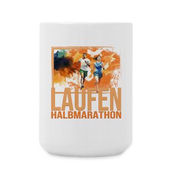Laufen - Halbmarathon - Große Tasse 440 ml - Weiß - Vorne
