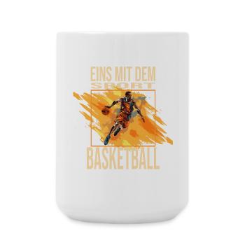 Eins mit dem Sport - Basketball - Große Tasse 440 ml - Weiß - Vorne