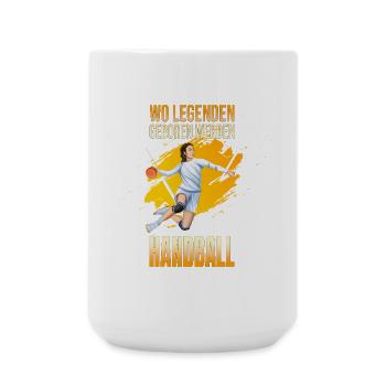 Wo Legenden geboren werden - Handball - Große Tasse 440 ml - Weiß - Vorne