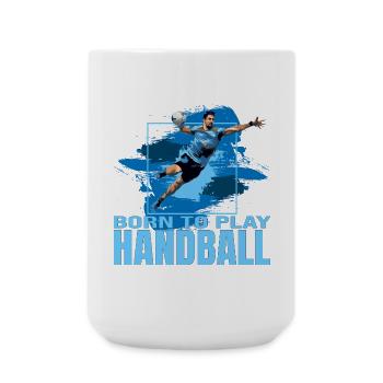 Born to play Handball - Große Tasse 440 ml - Weiß - Vorne