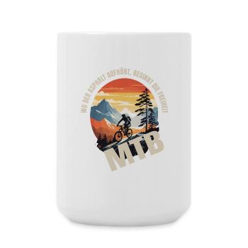 MTB: Wo der Asphalt aufhört, beginnt die Freiheit - Große Tasse 440 ml - Weiß - Vorne